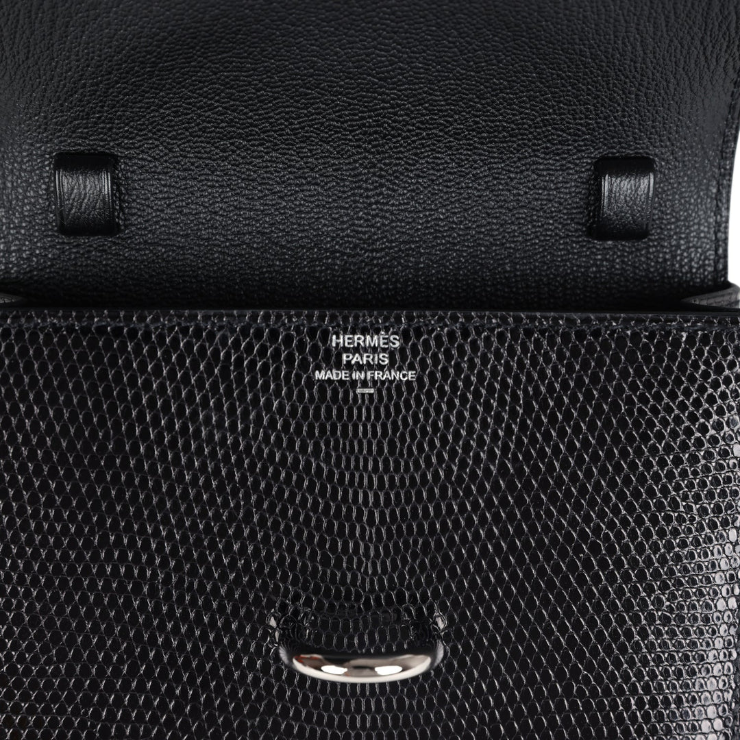 Hermes Chaine d' Ancre Wallet to Go Black Varanus Niloticus Lizard Palladium Hardware
