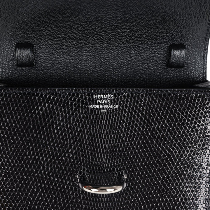 Hermes Chaine d' Ancre Wallet to Go Black Varanus Niloticus Lizard Palladium Hardware