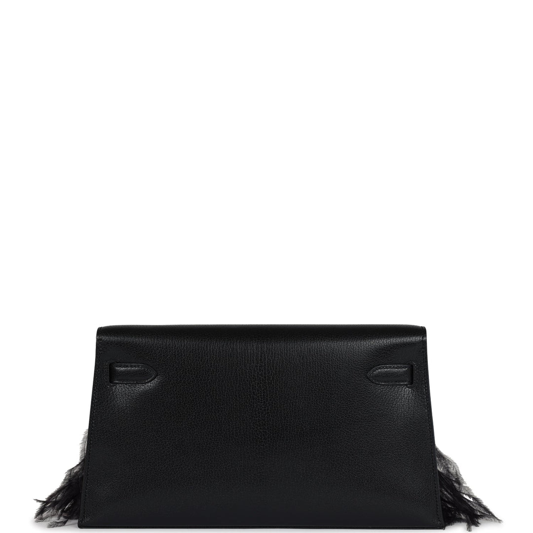 Hermes Kelly Elan Foile Chevre Chamkila and Ostrich Feather Palladium Hardware