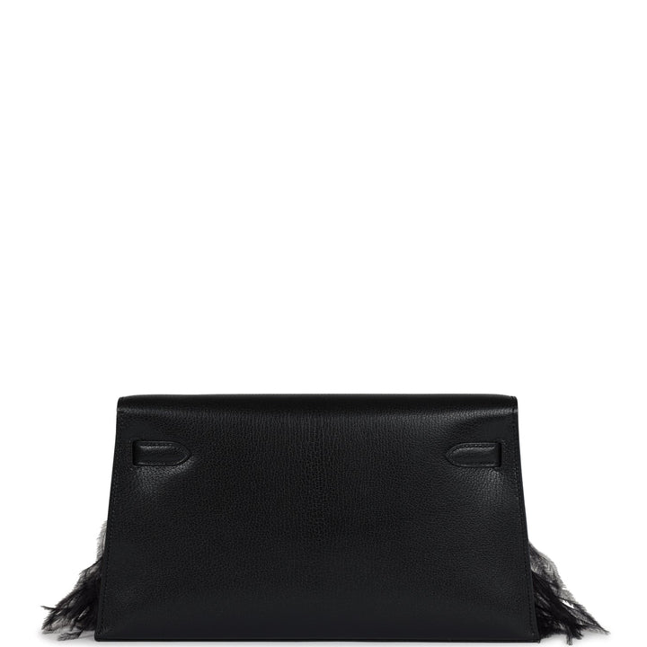 Hermes Kelly Elan Foile Chevre Chamkila and Ostrich Feather Palladium Hardware