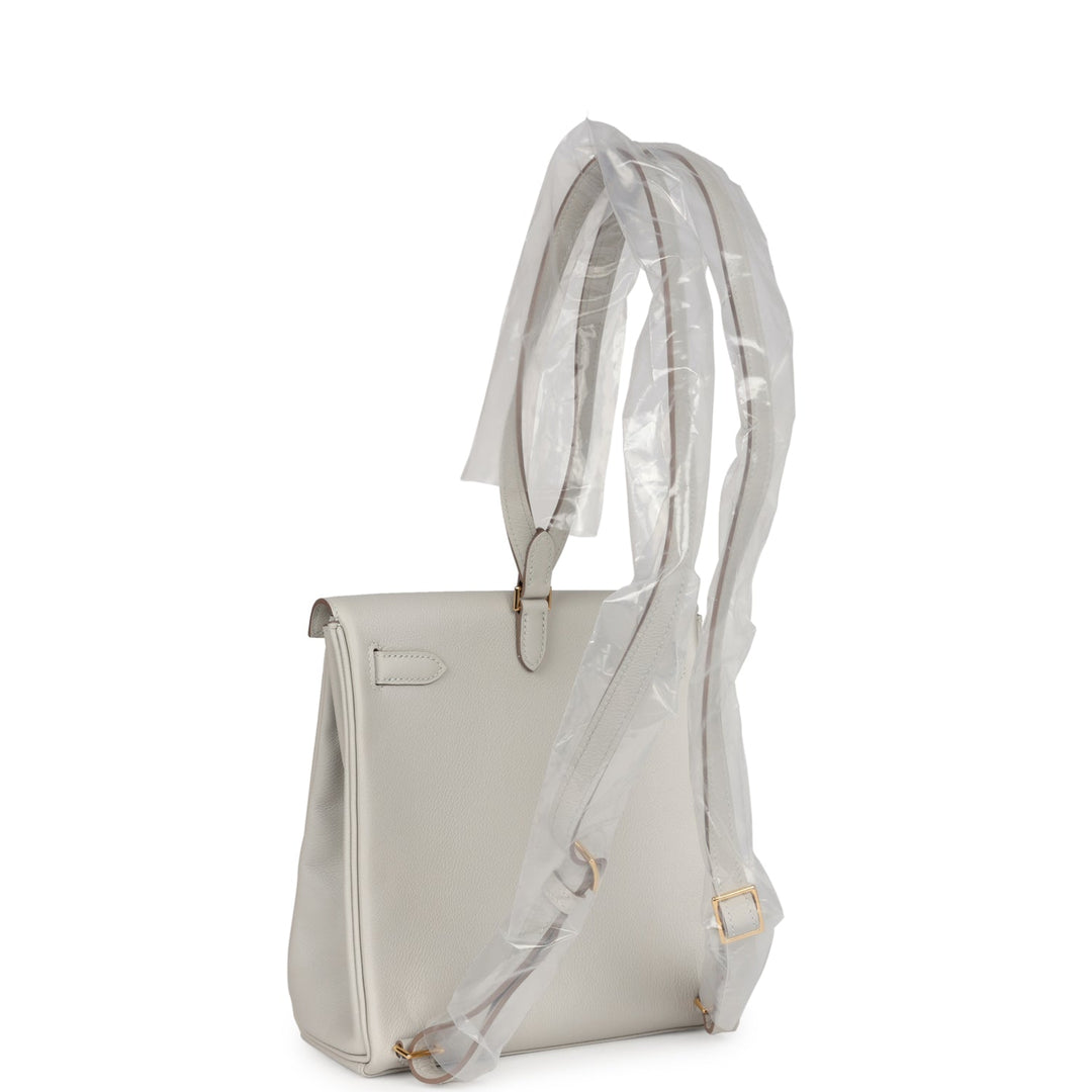 Hermes Kelly Ado II Backpack Gris Perle Evercolor Gold Hardware