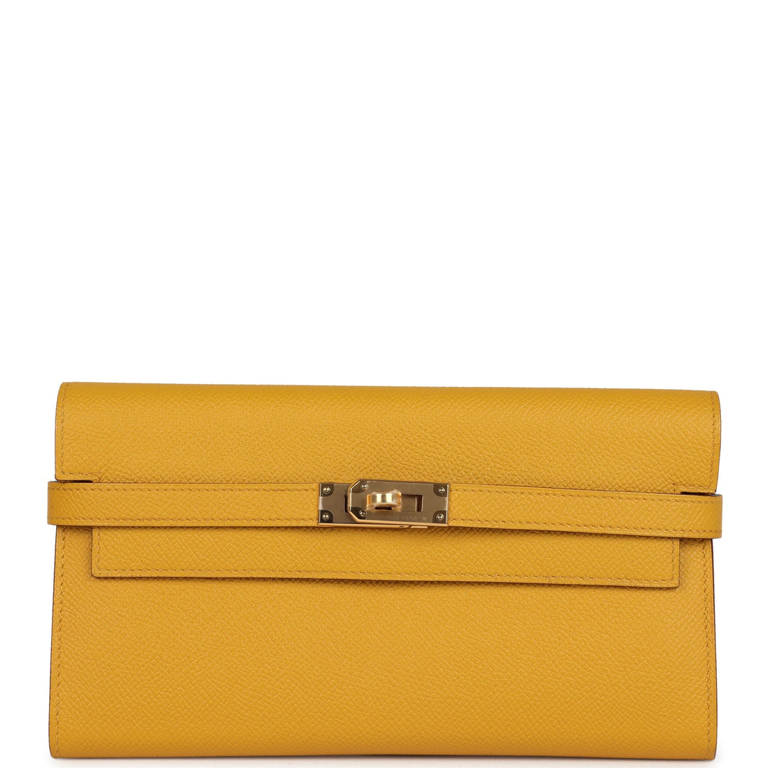 Hermes Kelly Long Wallet Jaune Ambre Epsom Gold Hardware