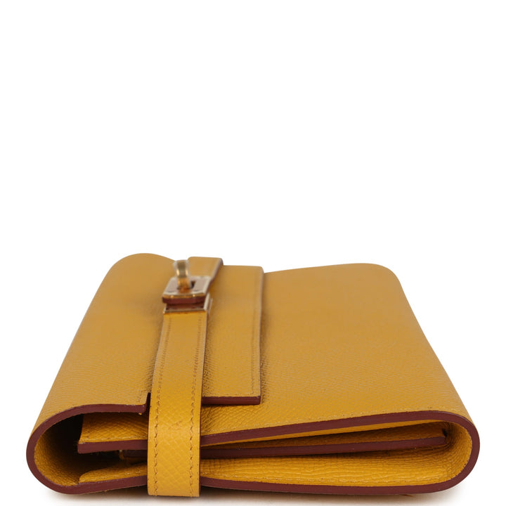 Hermes Kelly Long Wallet Jaune Ambre Epsom Gold Hardware