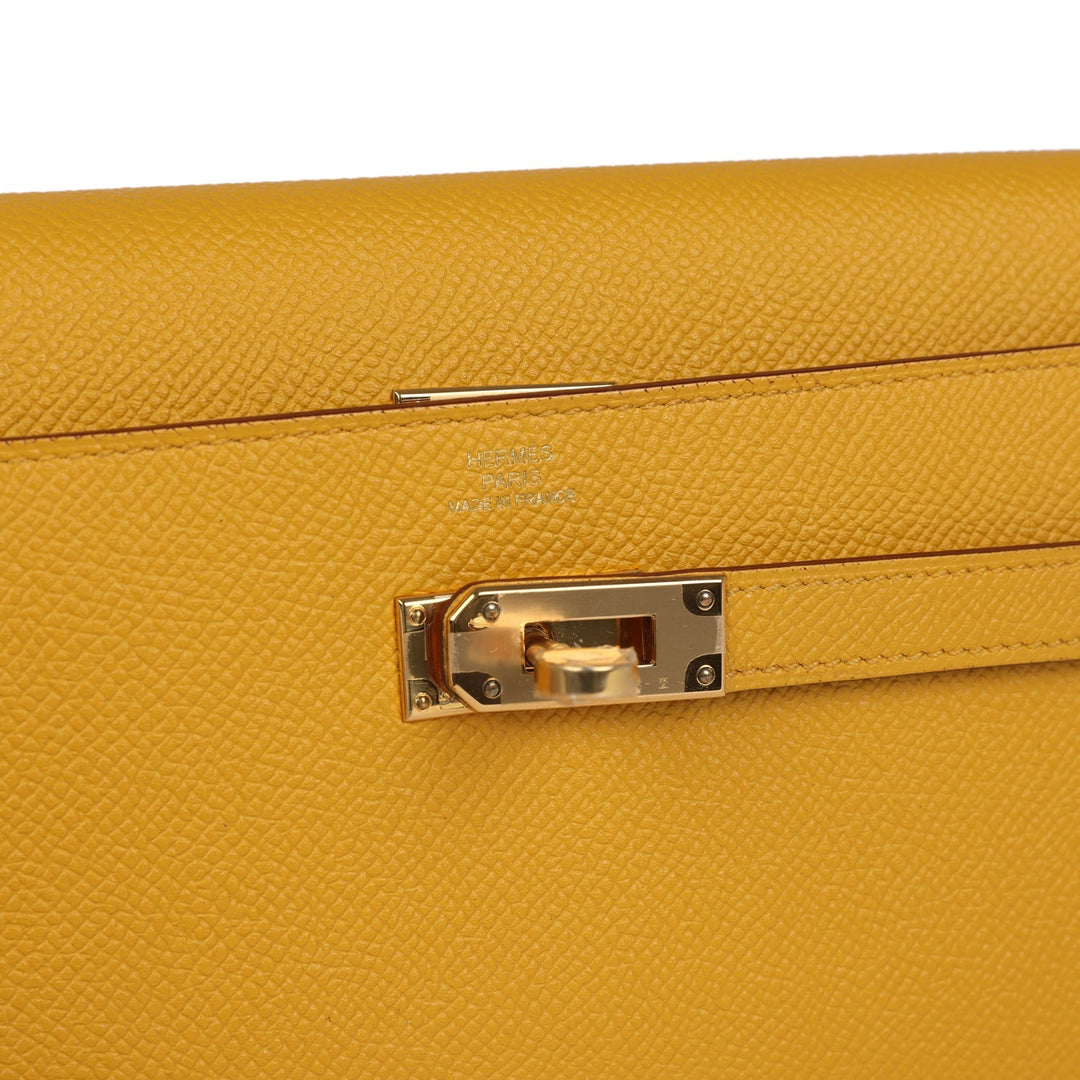 Hermes Kelly Long Wallet Jaune Ambre Epsom Gold Hardware