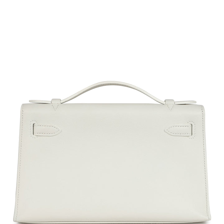 Hermes Kelly Pochette White Swift Gold Hardware