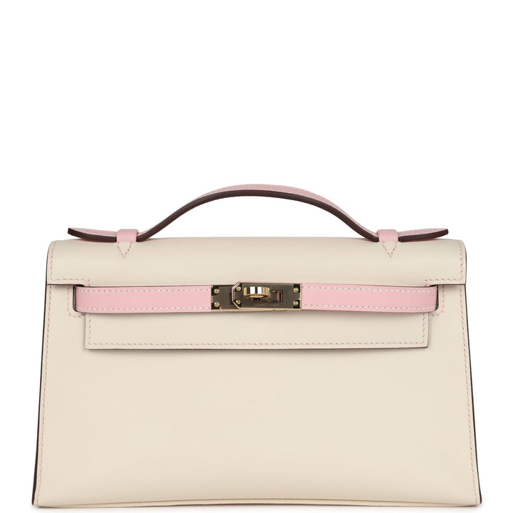 Hermes Special Order (HSS) Kelly Pochette Nata and Rose Sakura Swift Permabrass Hardware