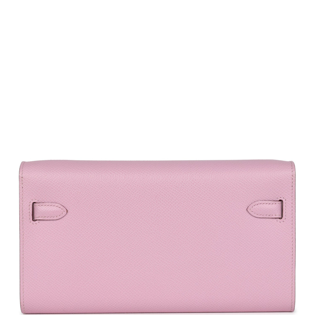 Hermes Kelly Wallet To Go Mauve Sylvestre Epsom Palladium Hardware
