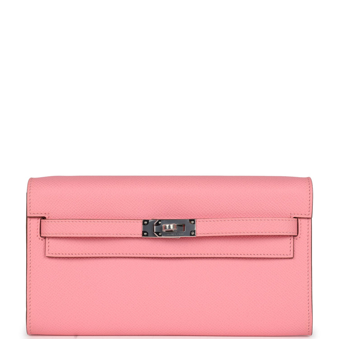 Hermes Kelly Wallet To Go Rose Confetti Epsom Palladium Hardware