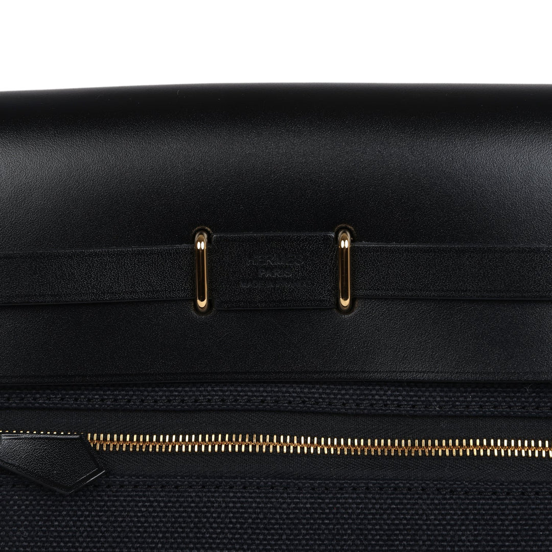 Hermes Herbag Zip 20 Mini Black Toile Militaire Canvas and Black Vache Hunter Gold Hardware