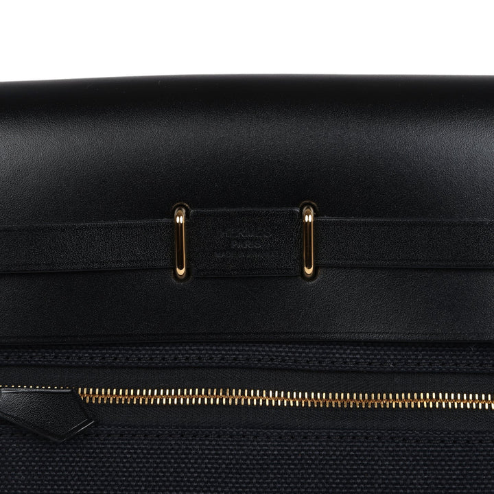 Hermes Herbag Zip 20 Mini Black Toile Militaire Canvas and Black Vache Hunter Gold Hardware