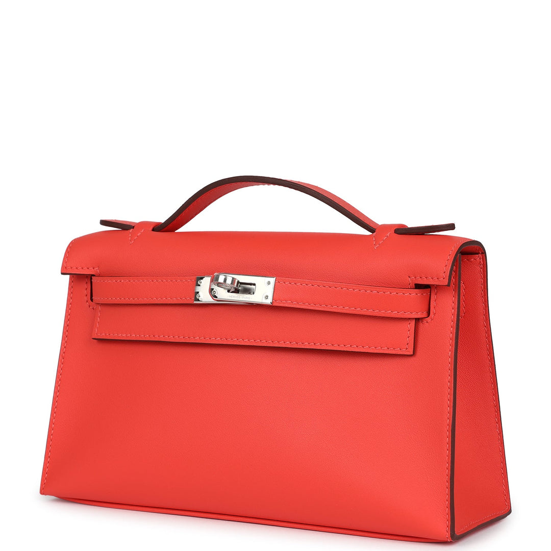 Hermes Kelly Pochette Orange Field Swift Palladium Hardware