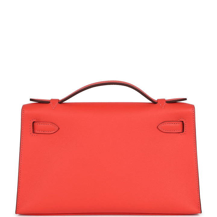 Hermes Kelly Pochette Orange Field Swift Palladium Hardware