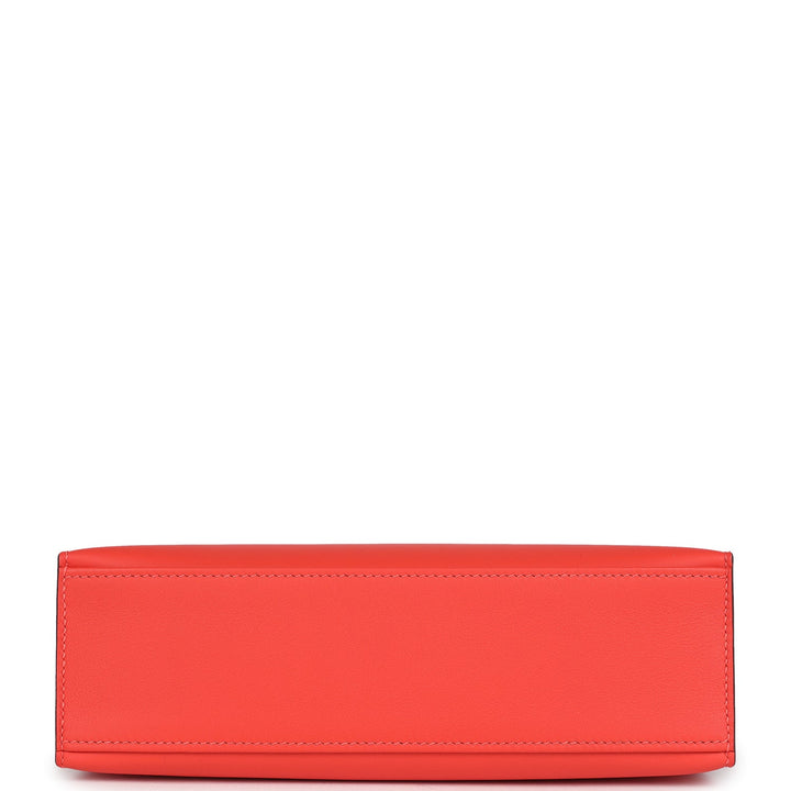 Hermes Kelly Pochette Orange Field Swift Palladium Hardware