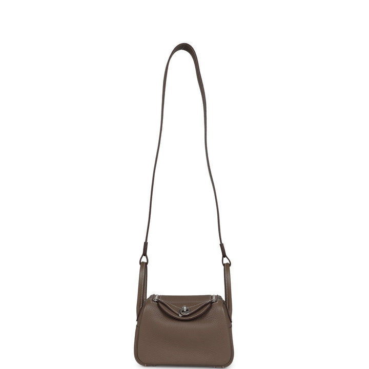 Hermes Mini Lindy Etoupe Clemence Palladium Hardware