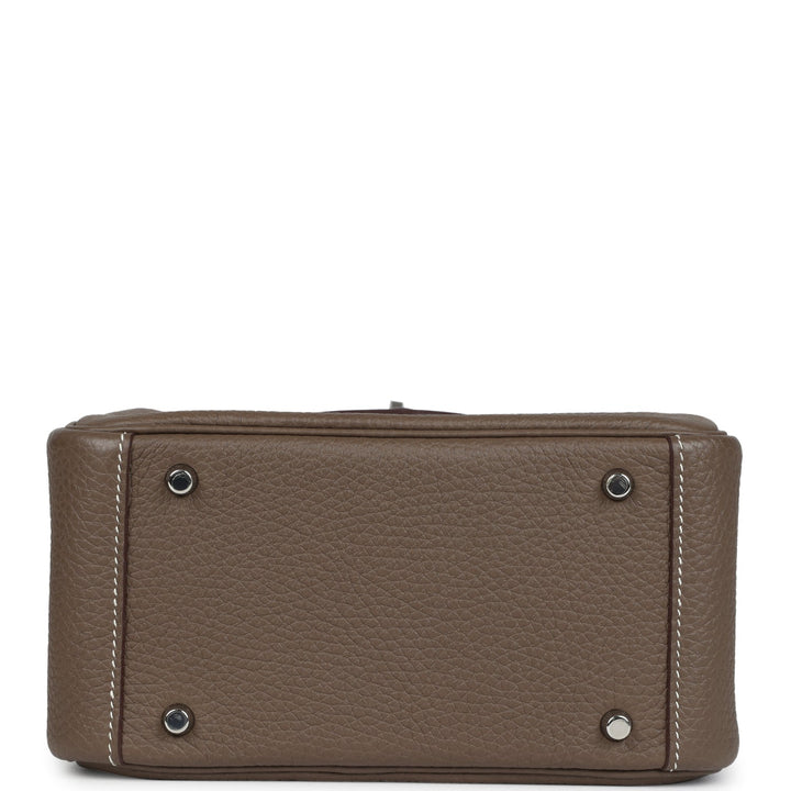 Hermes Mini Lindy Etoupe Clemence Palladium Hardware