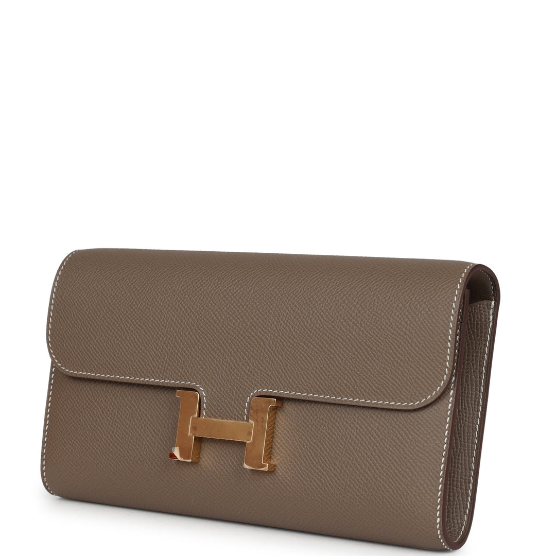 Hermes Constance Wallet To Go Etoupe Epsom Gold Hardware