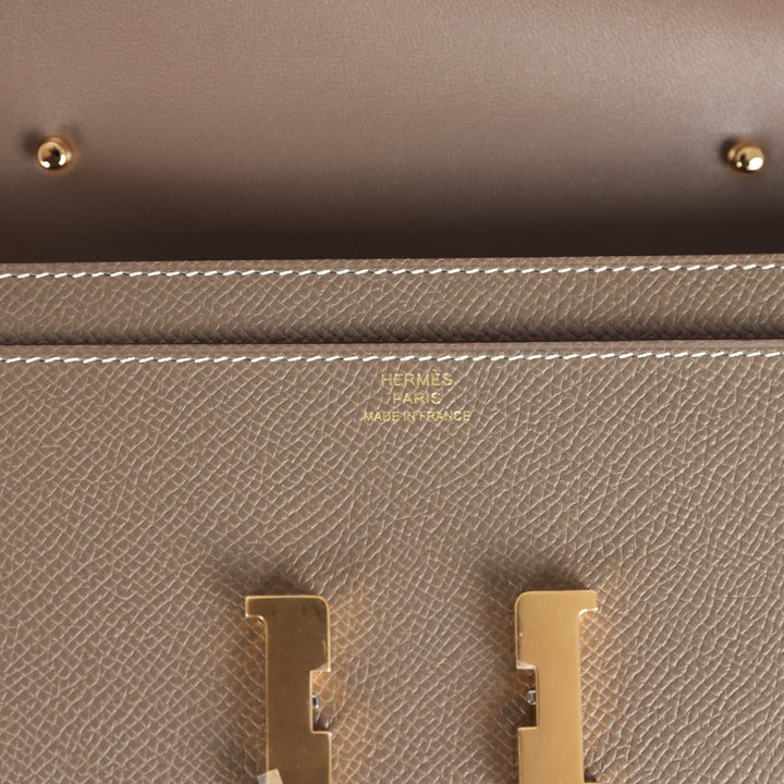Hermes Constance Wallet To Go Etoupe Epsom Gold Hardware
