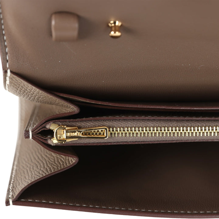 Hermes Constance Wallet To Go Etoupe Epsom Gold Hardware
