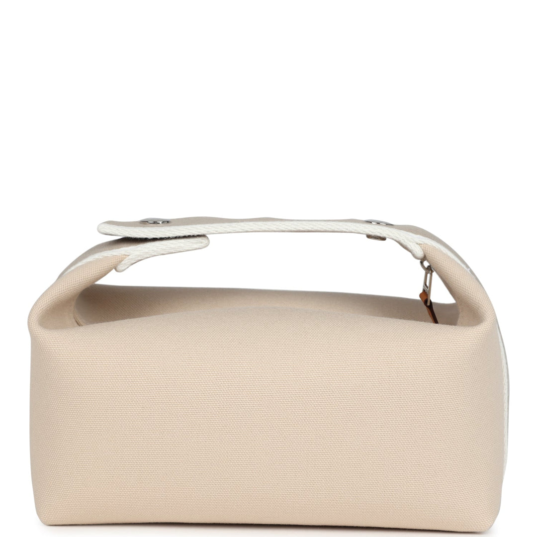 Hermes Bride-A-Brac Case PM Neutral Toile Canvas Palladium Hardware