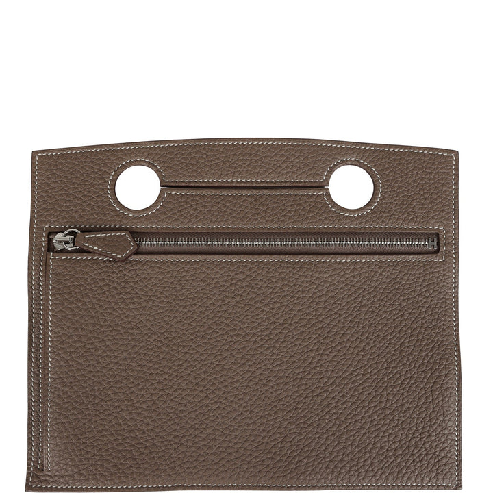 Hermes Back Pocket Pouch Etoupe Togo Palladium Hardware