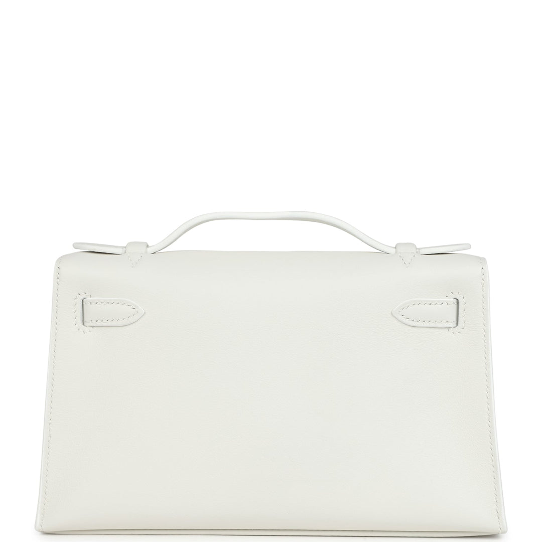 Hermes Kelly Pochette White Swift Gold Hardware