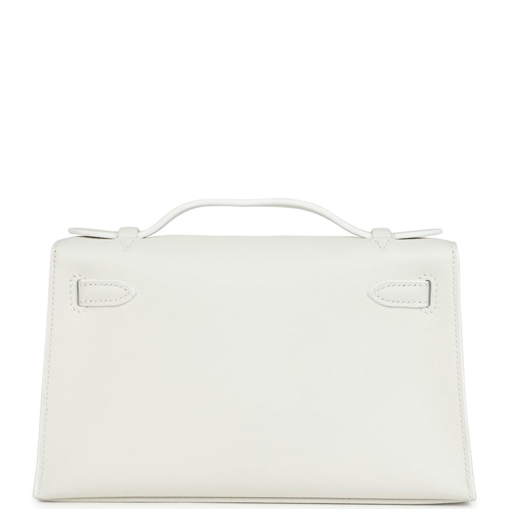 Hermes Kelly Pochette White Swift Gold Hardware