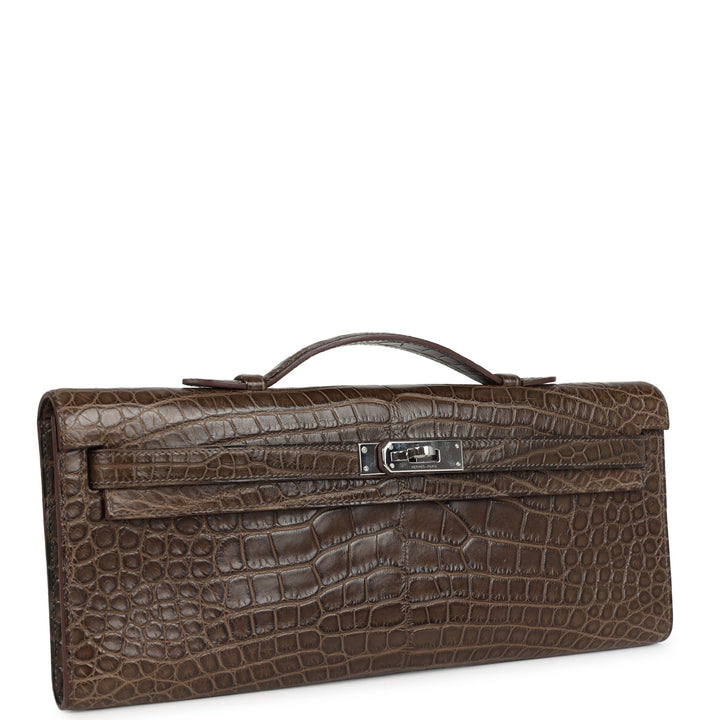 Hermes Kelly Cut Gris Elephant Matte Alligator Palladium Hardware