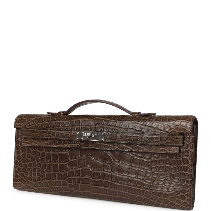 Hermes Kelly Cut Gris Elephant Matte Alligator Palladium Hardware