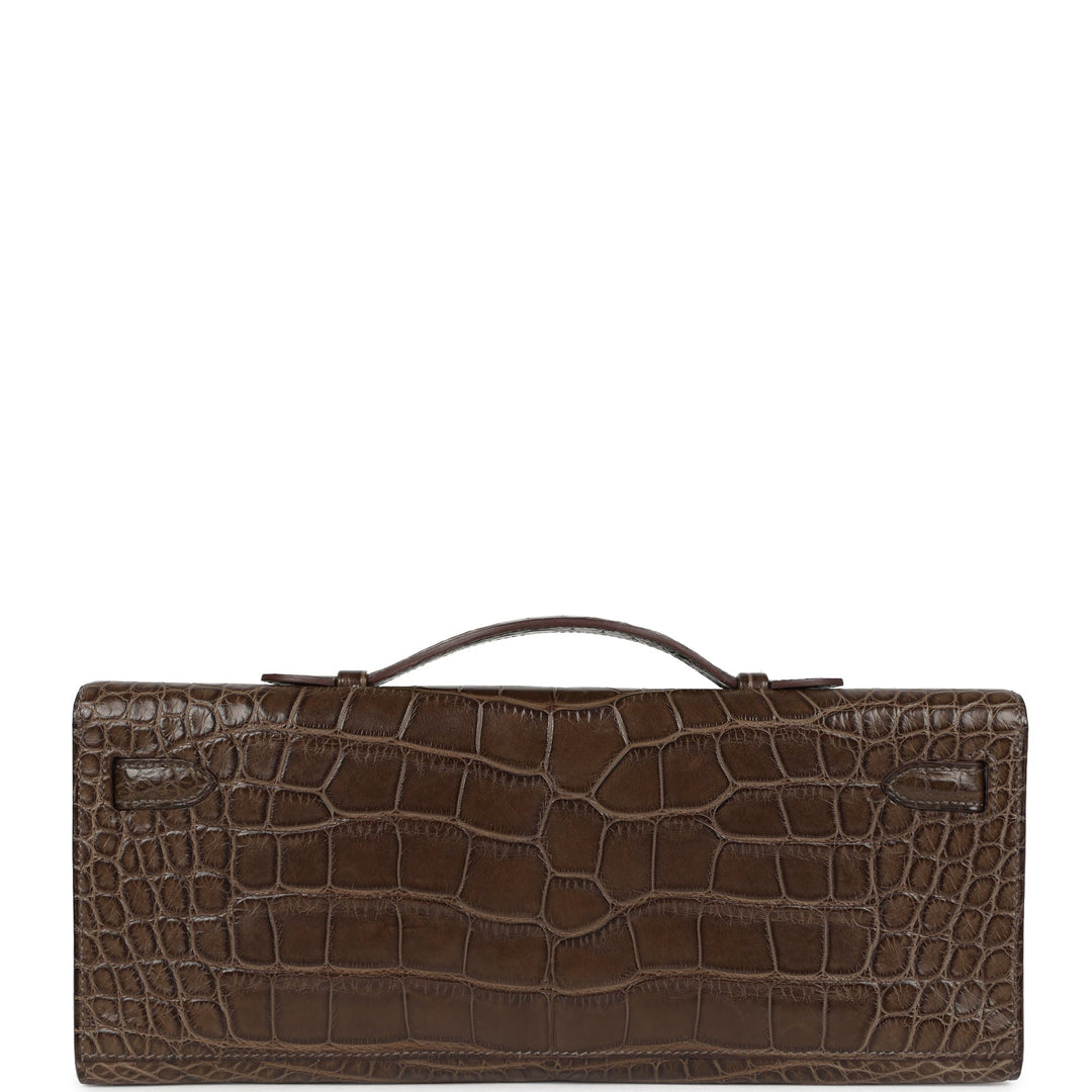 Hermes Kelly Cut Gris Elephant Matte Alligator Palladium Hardware