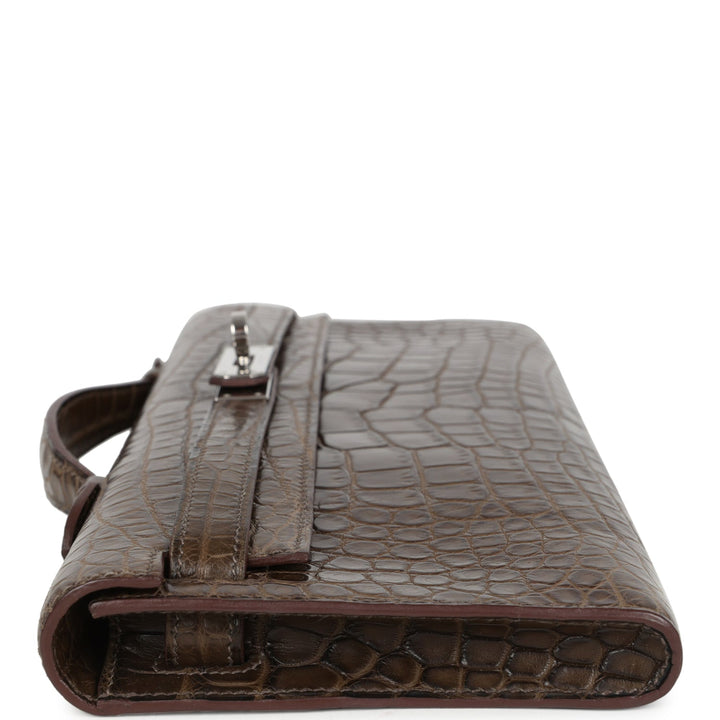 Hermes Kelly Cut Gris Elephant Matte Alligator Palladium Hardware