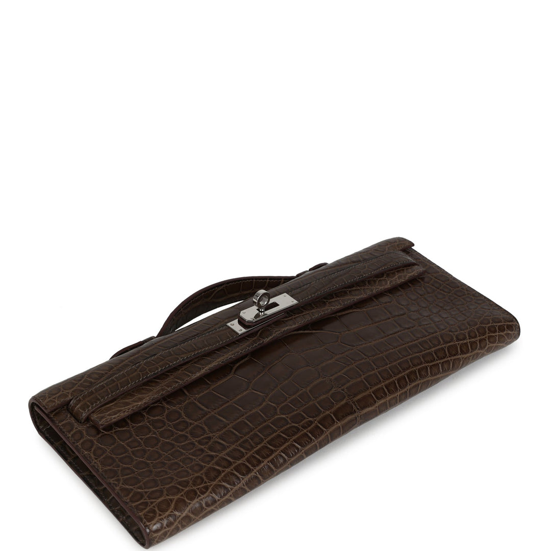 Hermes Kelly Cut Gris Elephant Matte Alligator Palladium Hardware