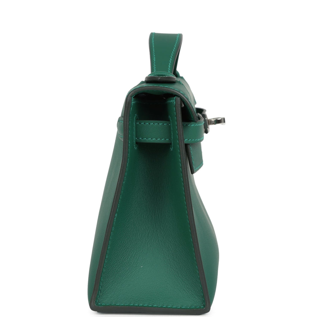 Hermes Kelly Pochette Vert Moyen Swift Palladium Hardware