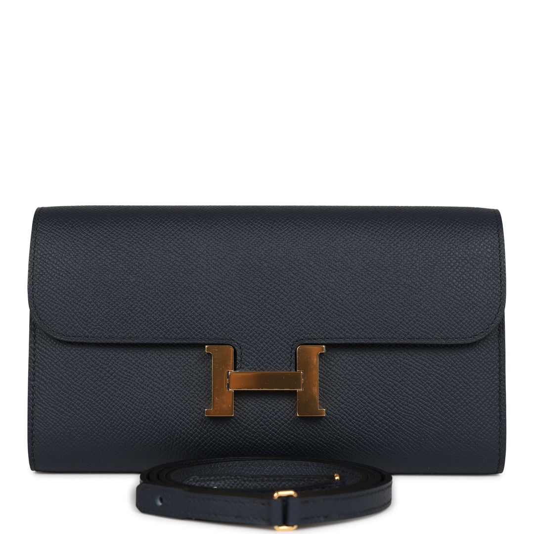 Top quality Hermes Constance To Go Wallet Bleu Indigo Epsom Gold Hardware