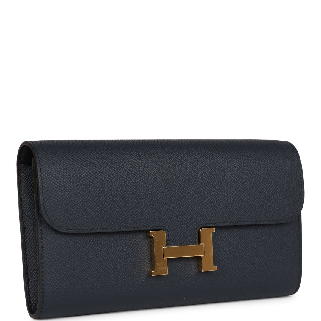 Top quality Hermes Constance To Go Wallet Bleu Indigo Epsom Gold Hardware