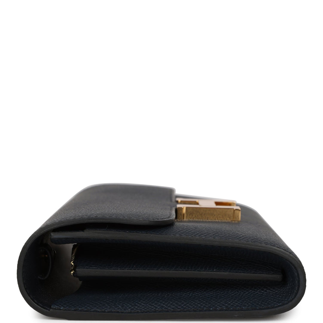 Top quality Hermes Constance To Go Wallet Bleu Indigo Epsom Gold Hardware