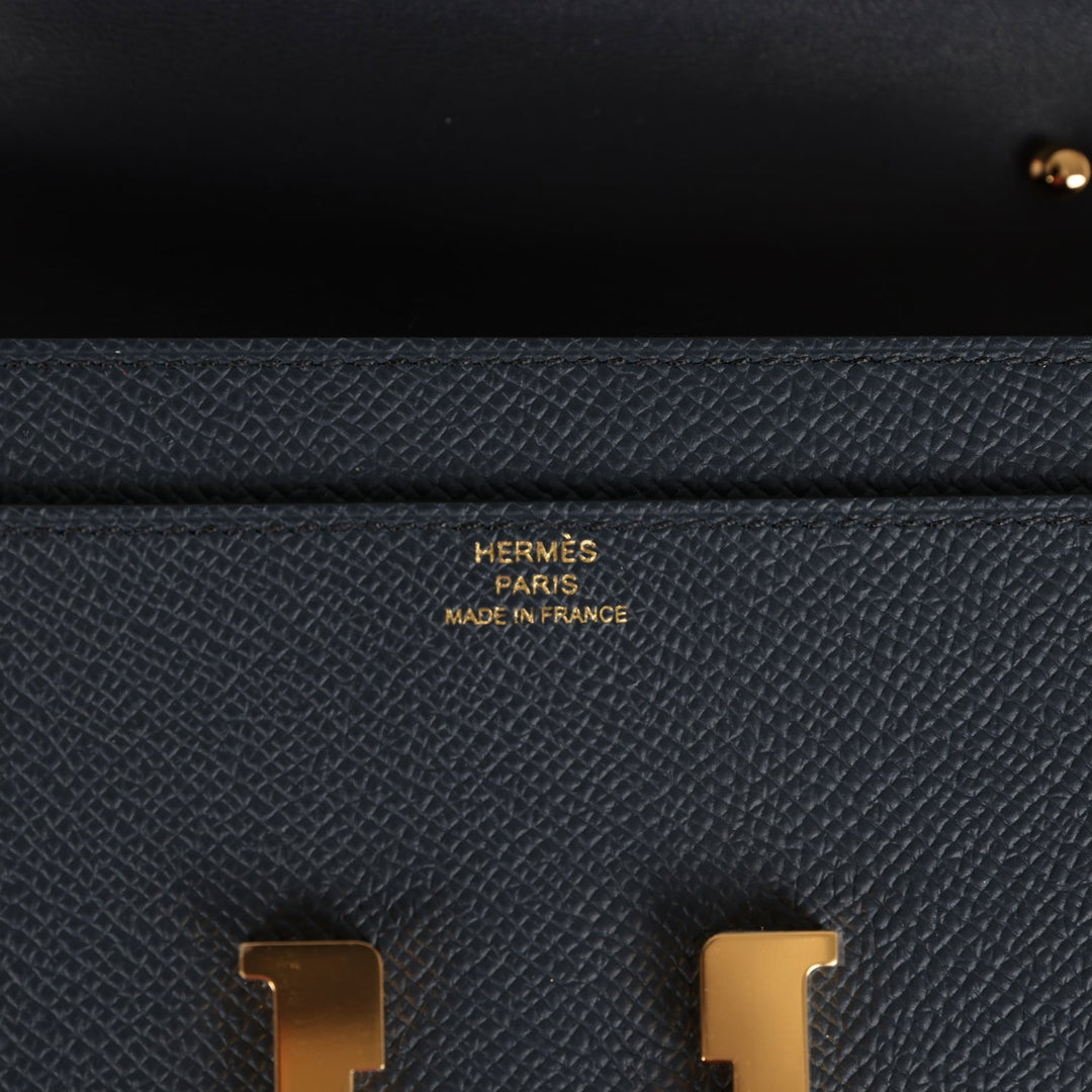 Top quality Hermes Constance To Go Wallet Bleu Indigo Epsom Gold Hardware