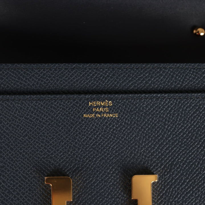 Top quality Hermes Constance To Go Wallet Bleu Indigo Epsom Gold Hardware