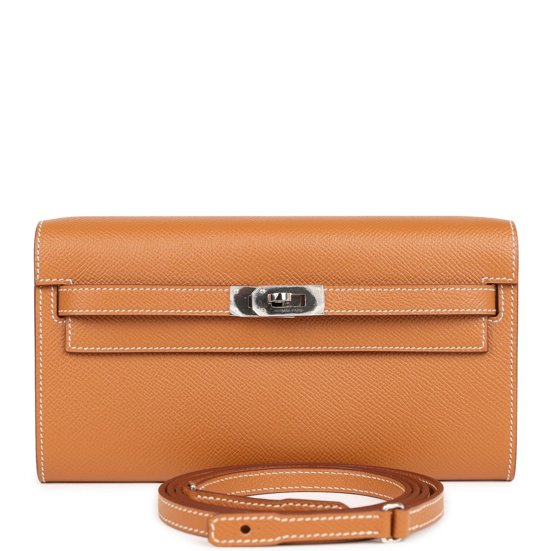 Top quality Hermes Kelly Wallet To Go Gold Epsom Palladium Hardware