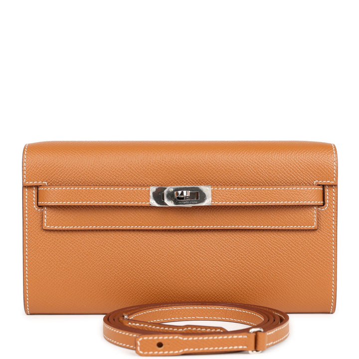 Top quality Hermes Kelly Wallet To Go Gold Epsom Palladium Hardware