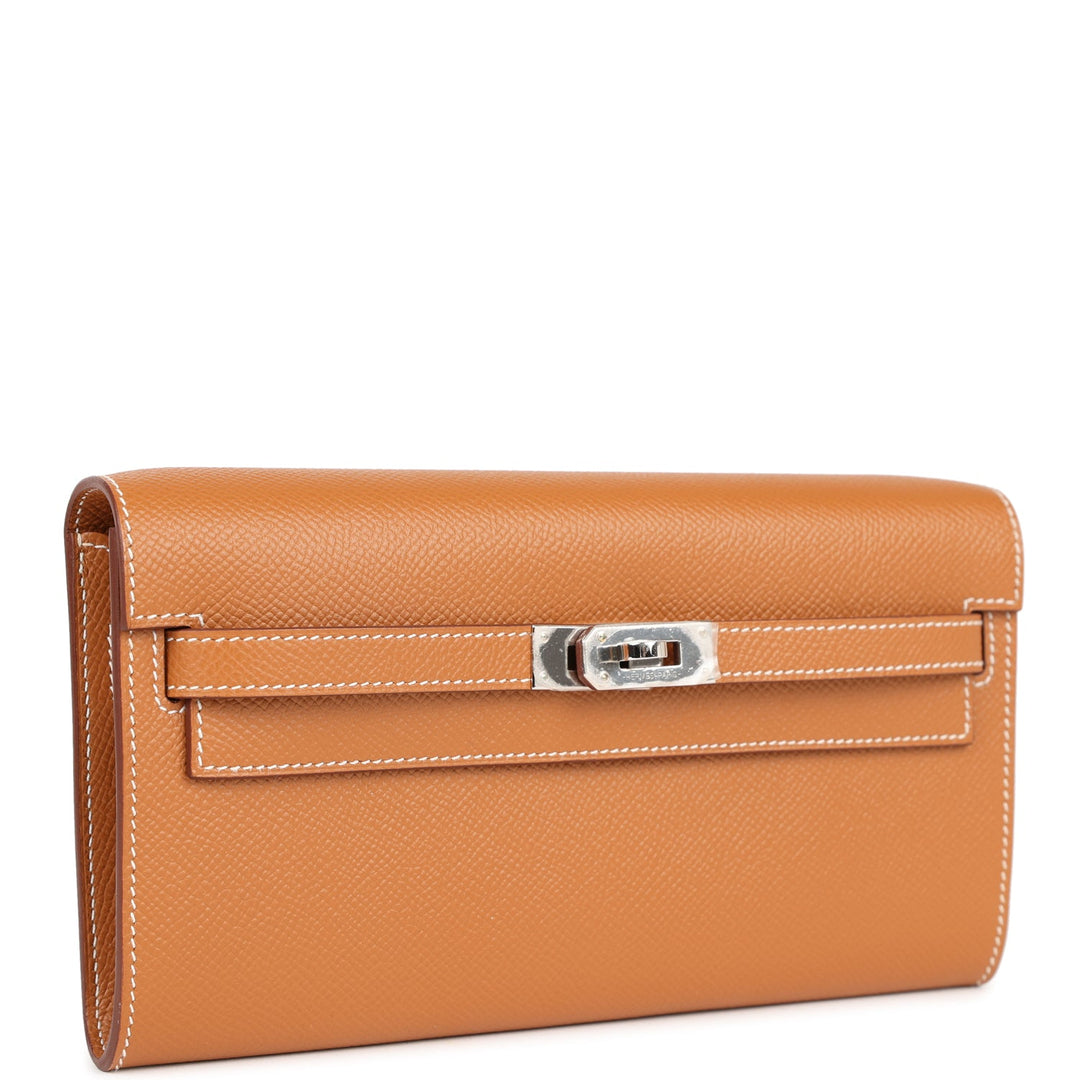 Top quality Hermes Kelly Wallet To Go Gold Epsom Palladium Hardware