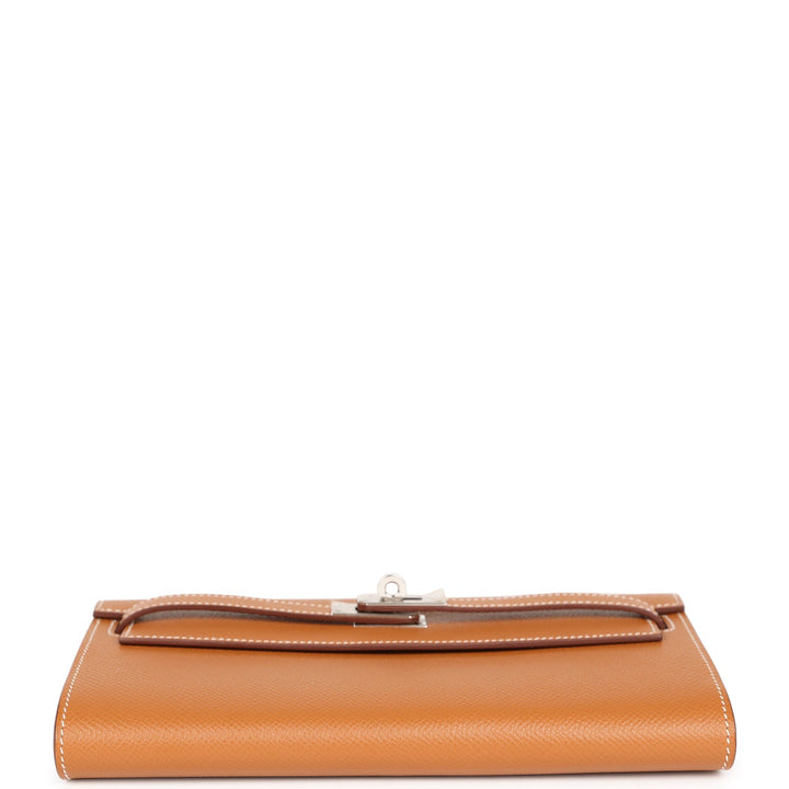 Top quality Hermes Kelly Wallet To Go Gold Epsom Palladium Hardware