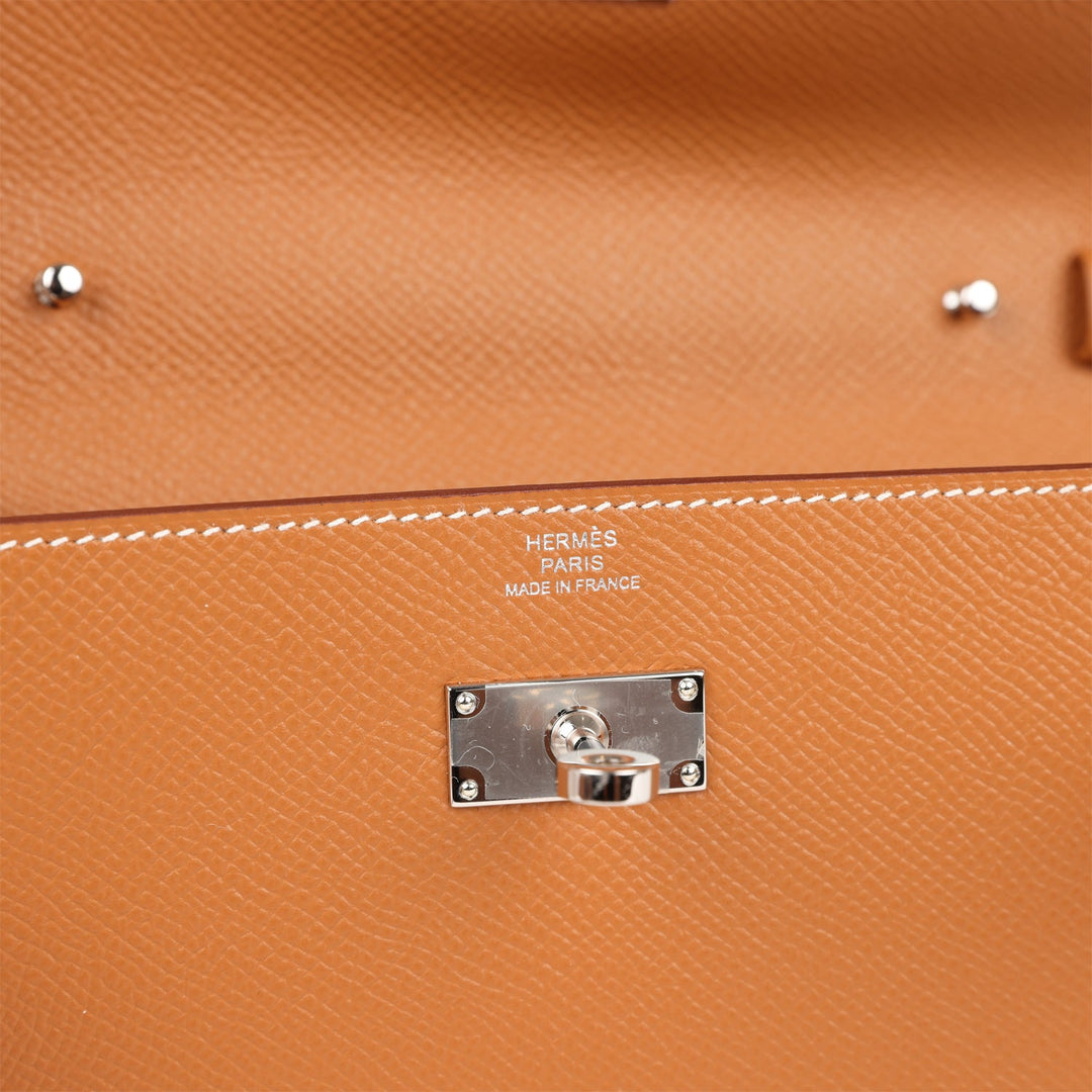 Top quality Hermes Kelly Wallet To Go Gold Epsom Palladium Hardware