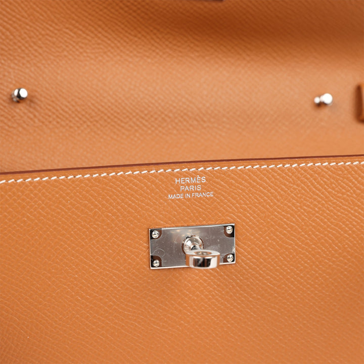 Top quality Hermes Kelly Wallet To Go Gold Epsom Palladium Hardware