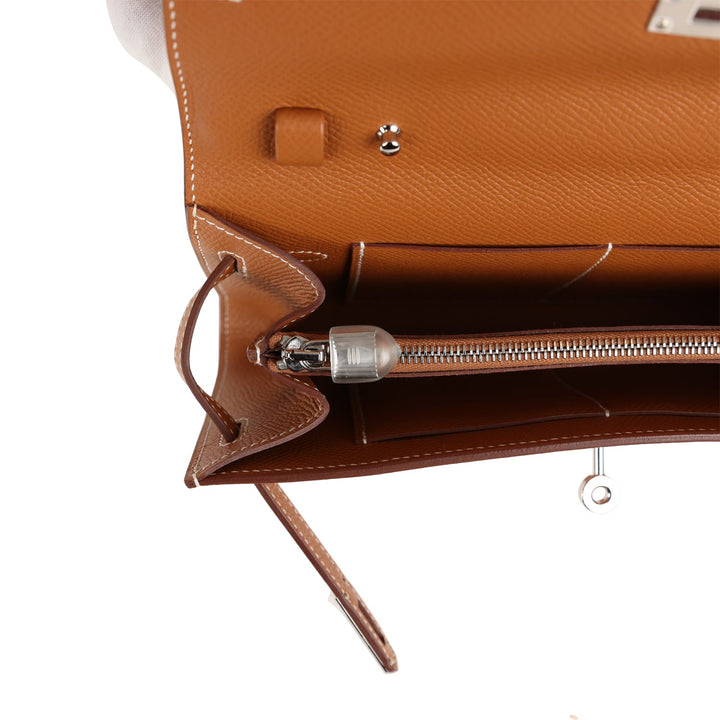 Top quality Hermes Kelly Wallet To Go Gold Epsom Palladium Hardware