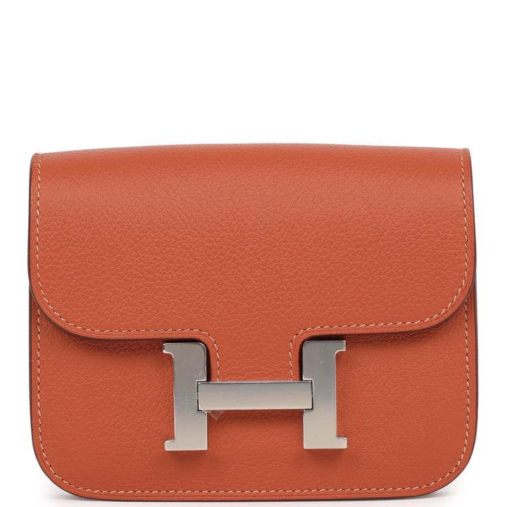 Hermes Constance Slim Wallet Brique Evercolor Palladium Hardware