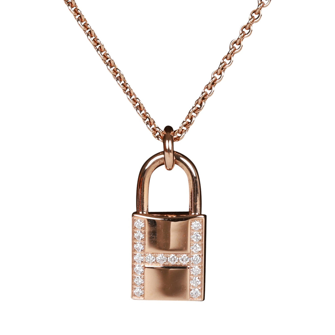Top quality Hermes 18k Rose Gold Amulettes Cadenas Pendant Necklace
