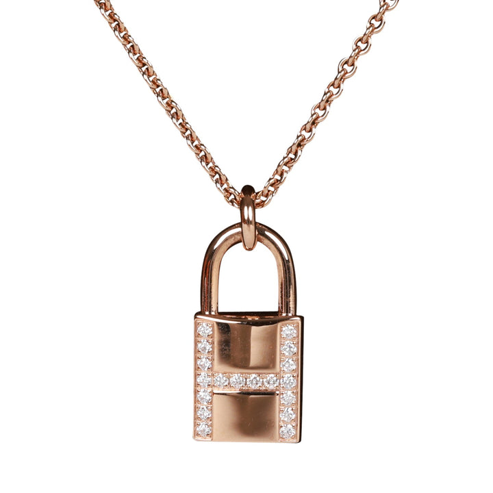 Top quality Hermes 18k Rose Gold Amulettes Cadenas Pendant Necklace
