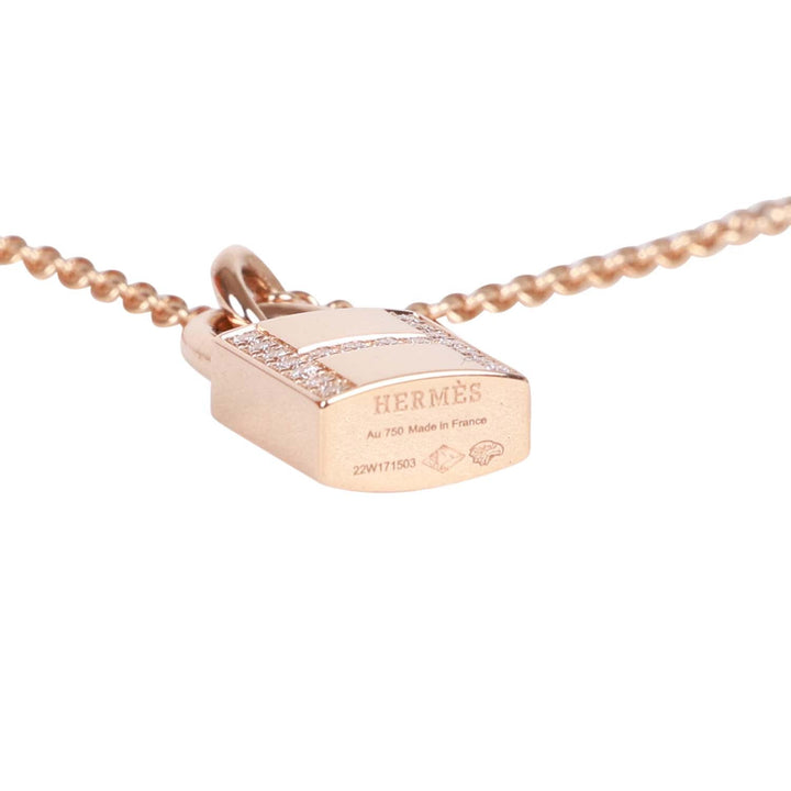 Top quality Hermes 18k Rose Gold Amulettes Cadenas Pendant Necklace
