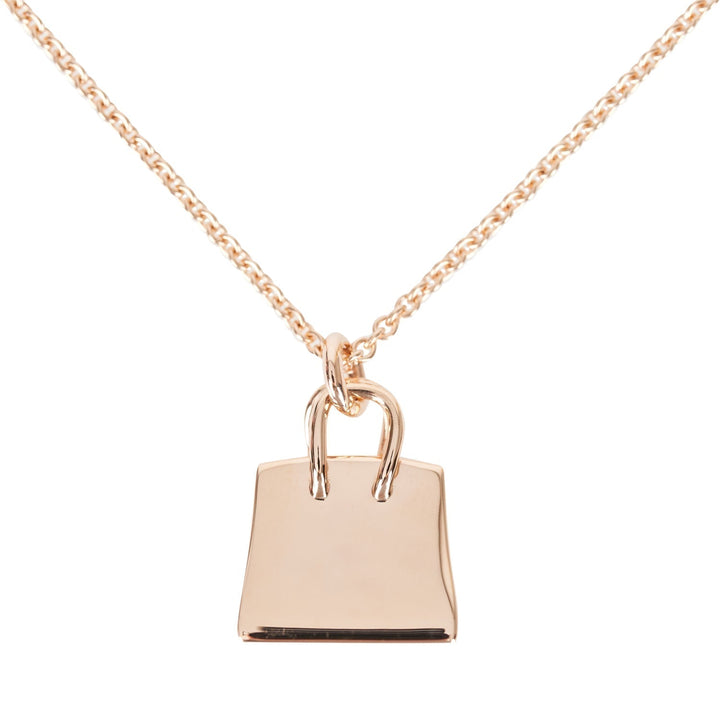 Top quality Hermes 18k Rose Gold Diamond Pave Birkin Pendant Necklace