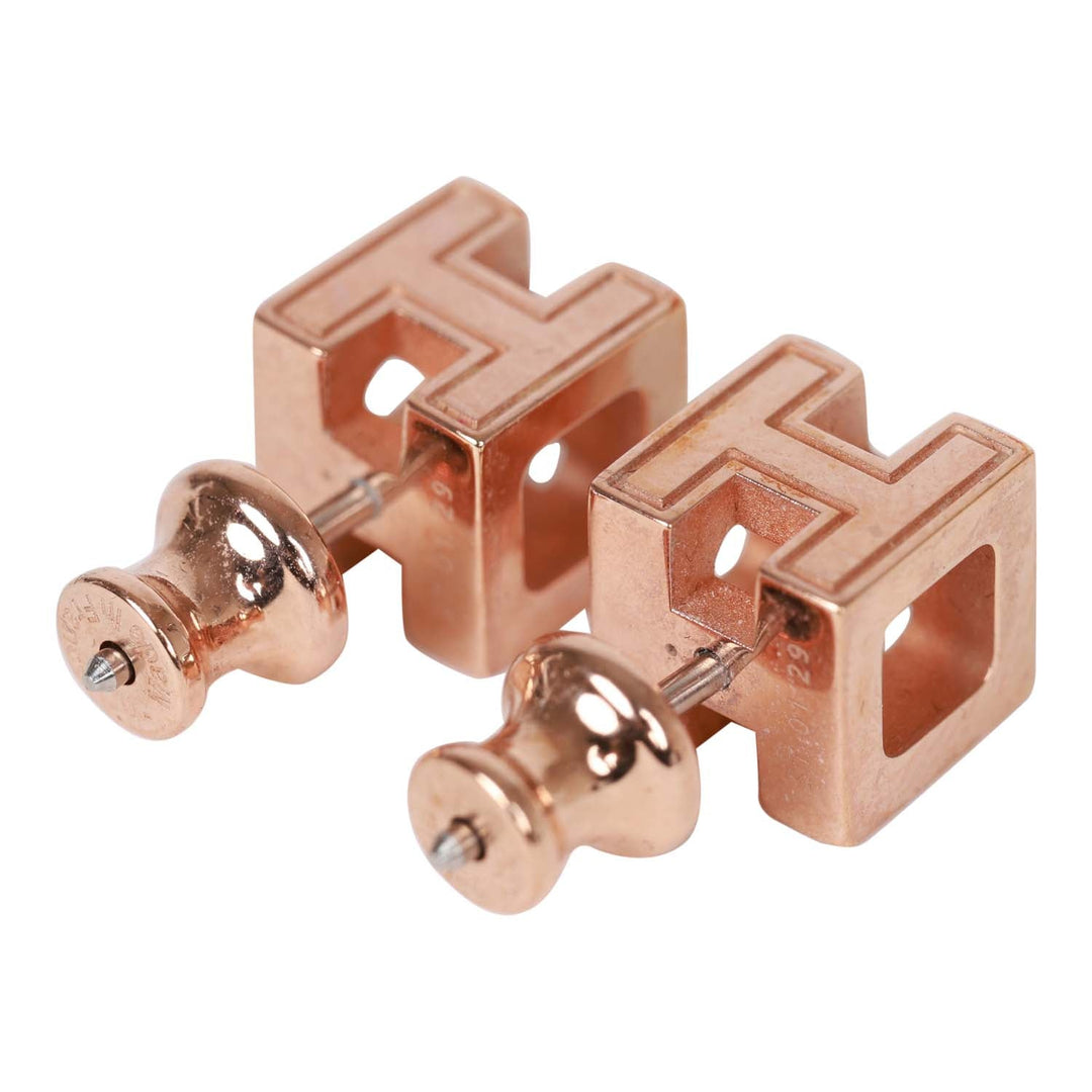 Top quality Hermes Cage d'H Earrings White Lacquered Rose Gold